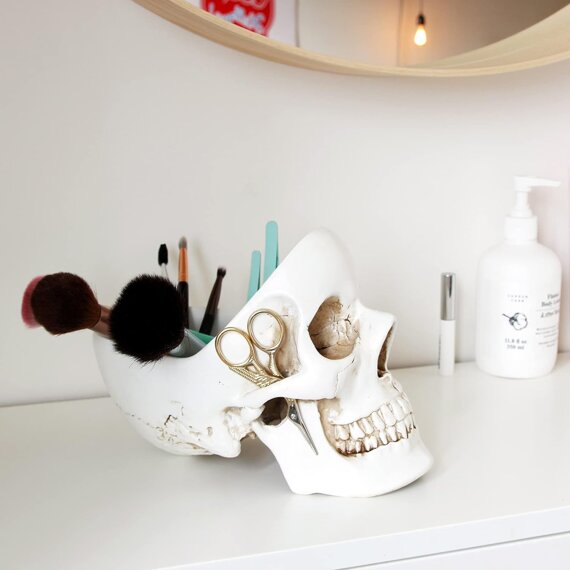 naczynie ozdobne SKULL TIDY WHITE