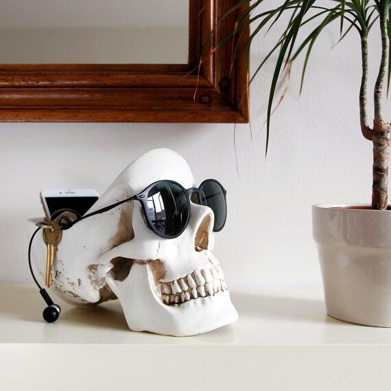 naczynie ozdobne SKULL TIDY WHITE