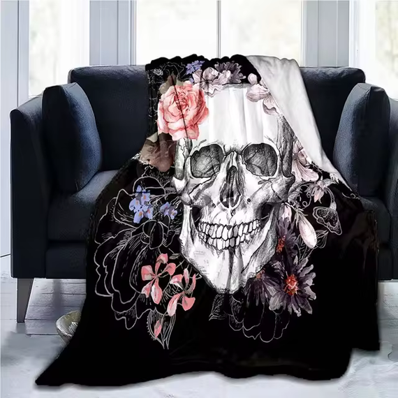 narzuta/koc SKULL & FLOWERS