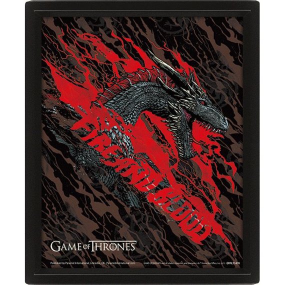 obraz w ramie 3D GAME OF THRONES - FIRE AND BLOOD DRAGON