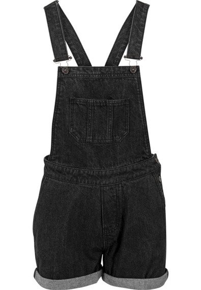 ogrodniczki LADIES SHORT DUNGAREE black washed