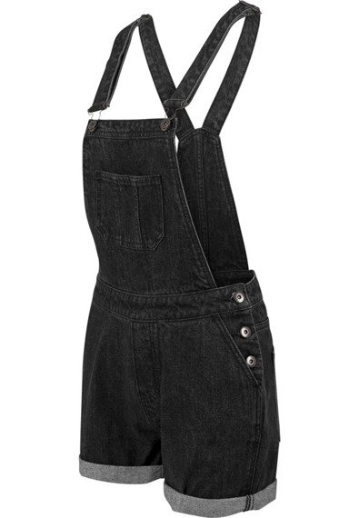 ogrodniczki LADIES SHORT DUNGAREE black washed