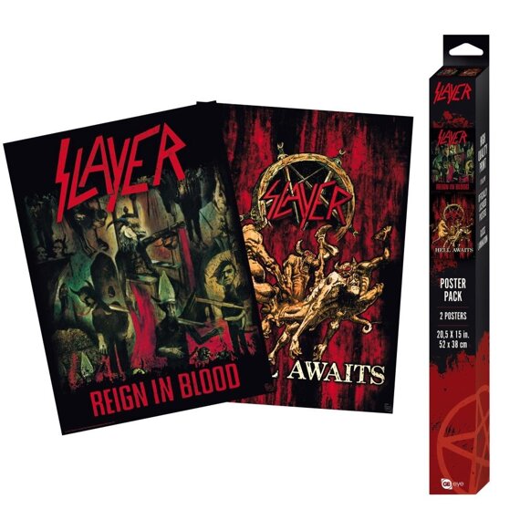 plakat SLAYER (zestaw 2 sztuk) - REIGN IN BLOOD / HELL AWAITS