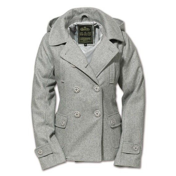 płaszcz marynarski damski LADIES PEA COAT - GRAU 