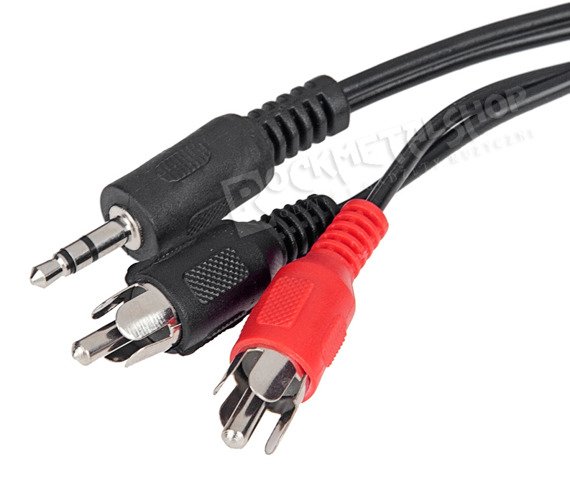 przewód audio 2 x RCA (cinch) - mały jack (3.5mm) stereo / 1,5m