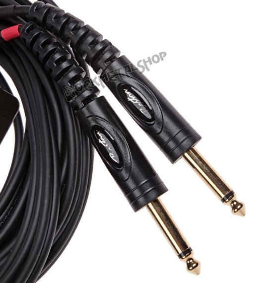 przewód audio BOSTON: 2x JACK MONO duży (6.3mm) - JACK STEREO mały (3.5mm) / 9m