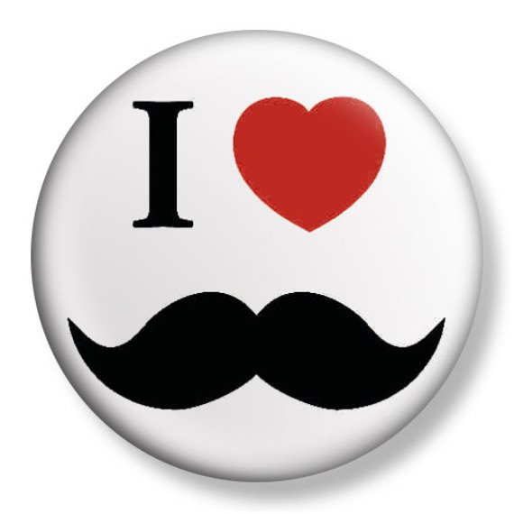 przypinka I LOVE MUSTACHE Ø38mm