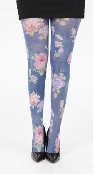 rajstopy Hibiscus Printed Tights - Blue