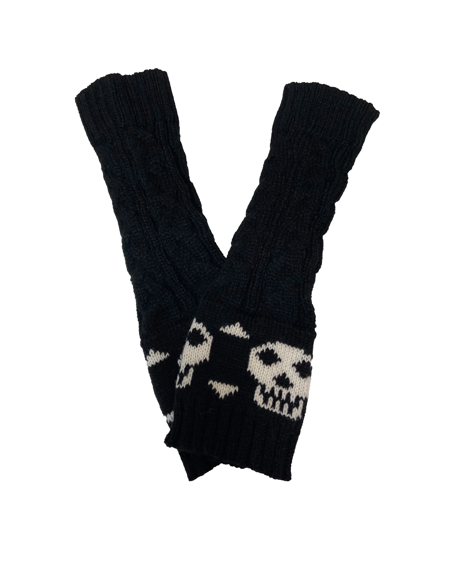 rękawiczki KNITTED SKULL AND CROSSBONES czarne