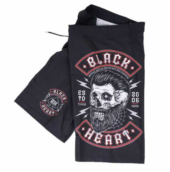 spodenki kąpielówki BLACK HEART - BEARD SKULL