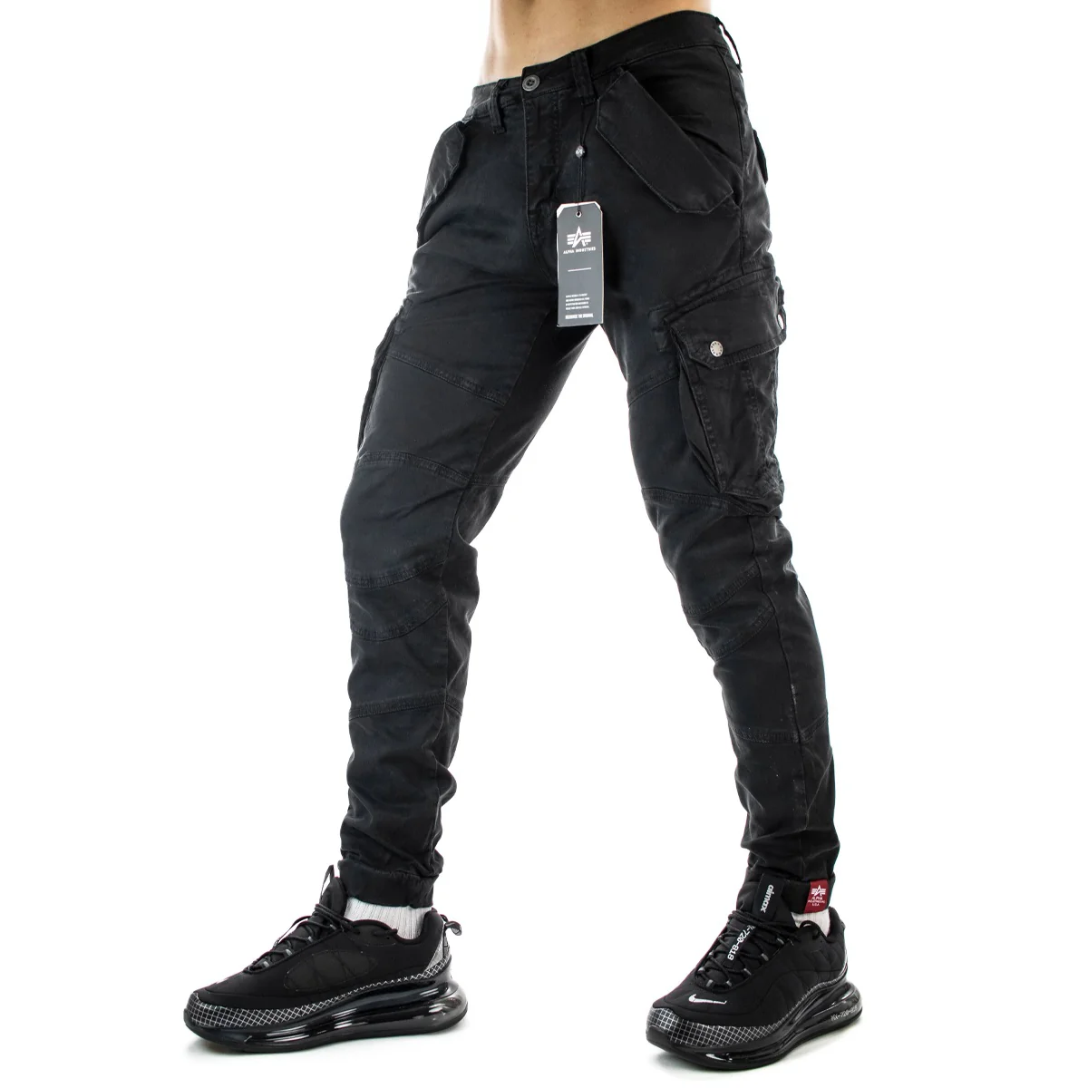 spodnie bojówki ALPHA INDUSTRIES - COMBAT PANT LW BLACK Slim Fit