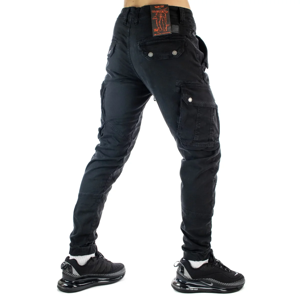 spodnie bojówki ALPHA INDUSTRIES - COMBAT PANT LW BLACK Slim Fit