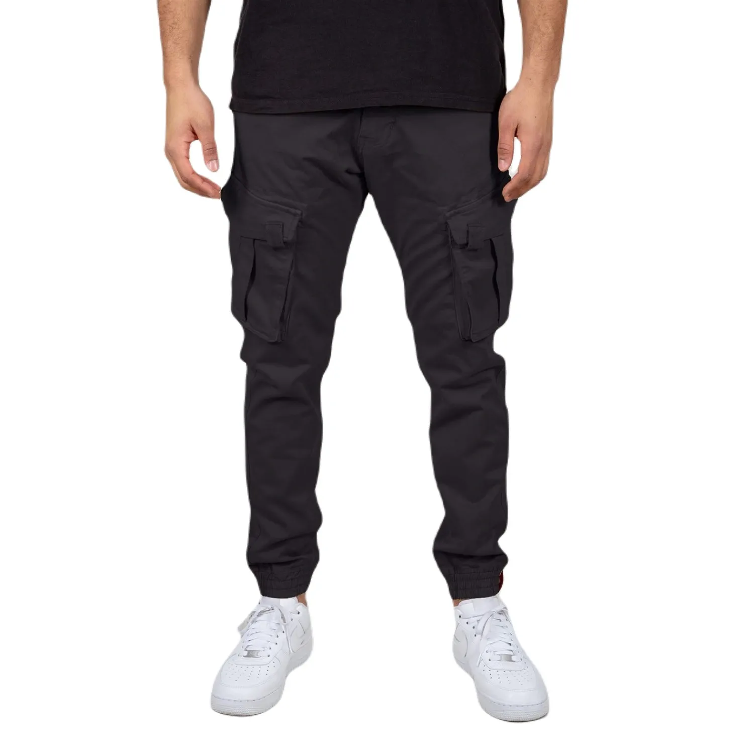 spodnie bojówki ALPHA INDUSTRIES - SPY DARK BLACK Slim Fit