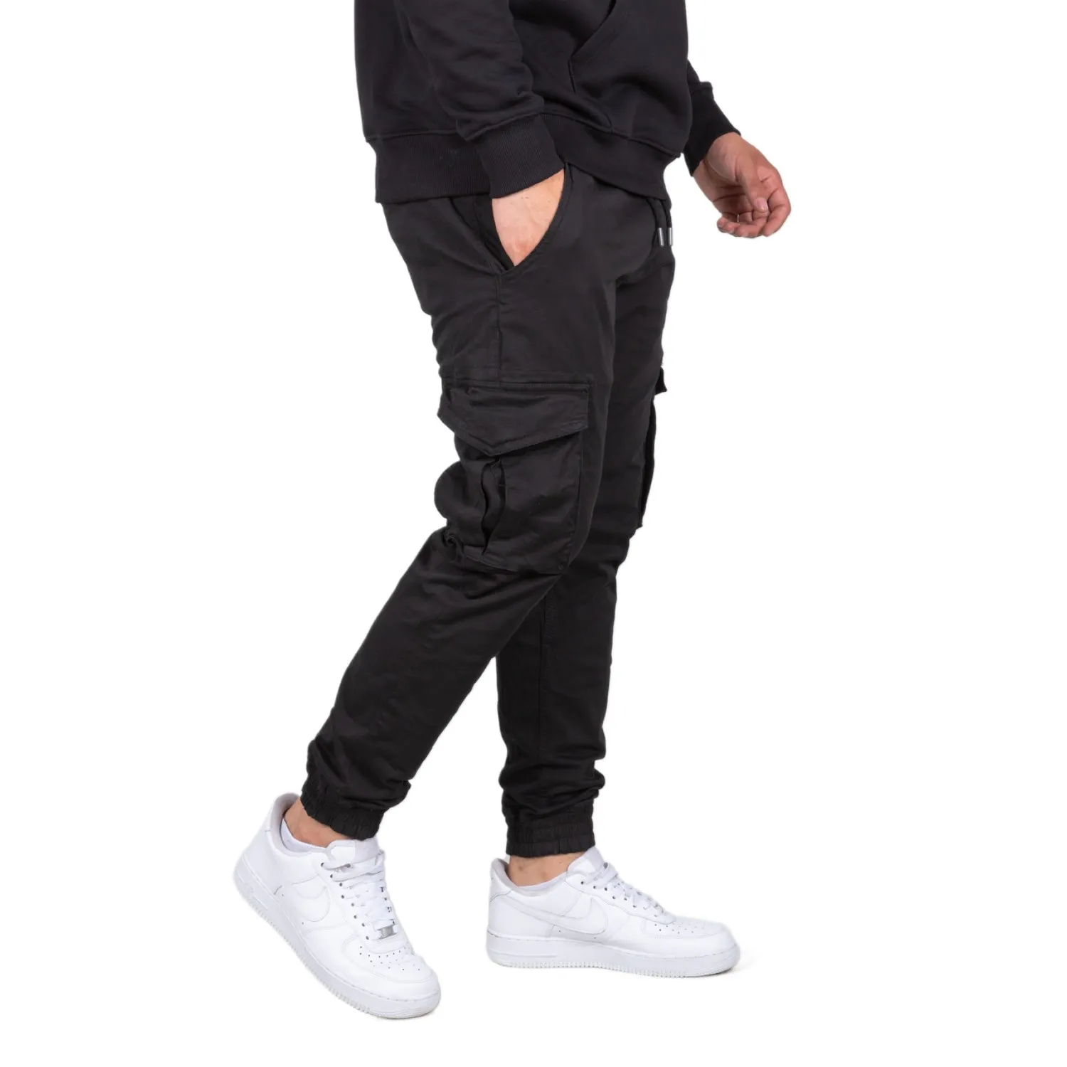 spodnie bojówki ALPHA INDUSTRIES - TWILL JOGGER BLACK