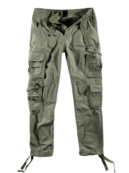 spodnie bojówki PURE SLIM FIT TROUSERS olive