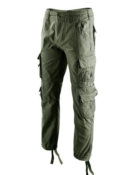 spodnie bojówki PURE SLIM FIT TROUSERS olive