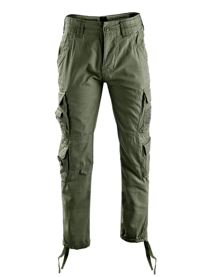 spodnie bojówki PURE SLIM FIT TROUSERS olive