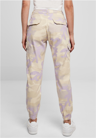 spodnie bojówki damskie HIGH WAIST CAMO lilaccamo