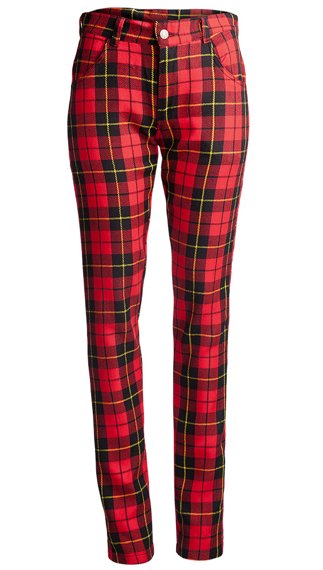 spodnie damskie AMENOMEN - ZIPPS AND BELTS tartan red