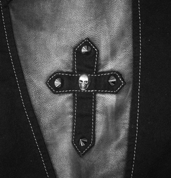 spodnie męskie DEVIL FASHION - CROSS (BLACK WITH SILVER)