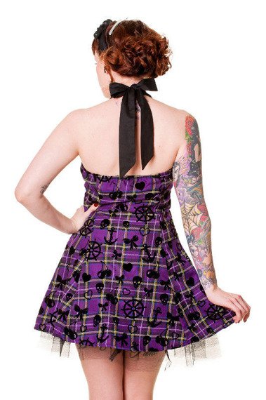 sukienka BANNED - PURPLE TARTAN