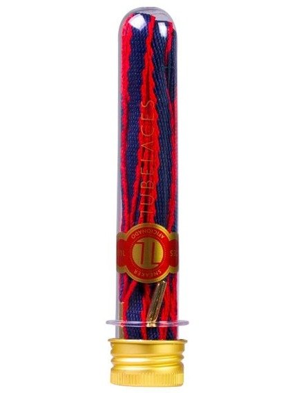 sznurowadła TUBELACES - GOLD ROPE HOOK UP NAVY/RED (130 cm)