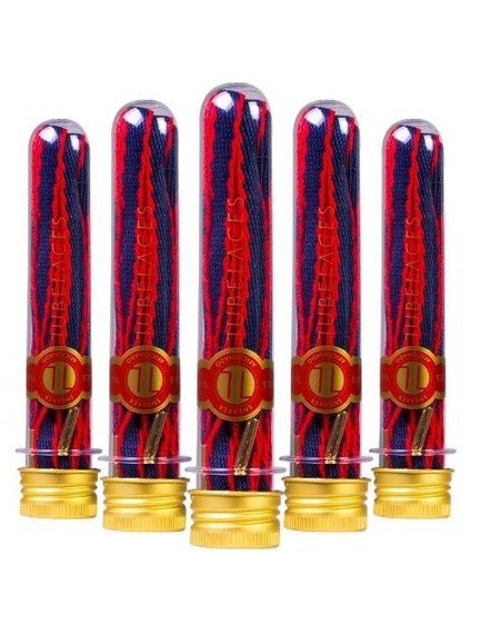 sznurowadła TUBELACES - GOLD ROPE HOOK UP NAVY/RED (130 cm)