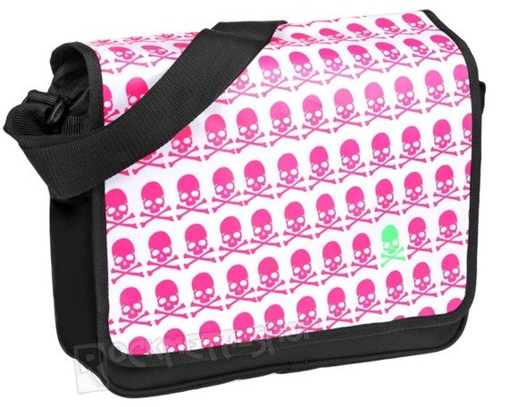 torba LONGTIME GOTHIC - PIRATE SKULL BLACK/PINK