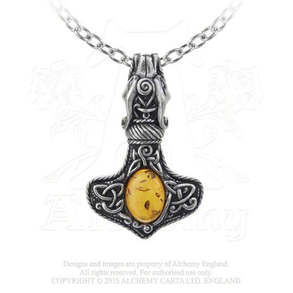 wisior AMBER DRAGON THORHAMMER