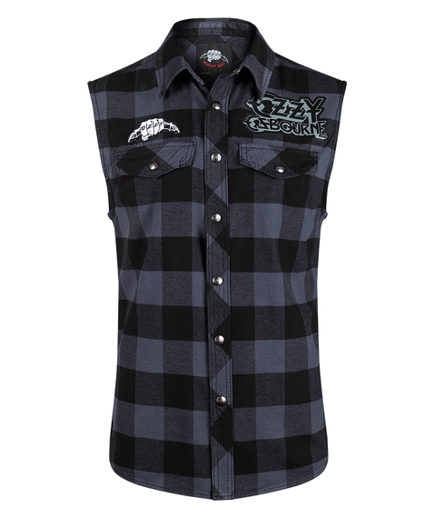 workshirt OZZY CHECKSHIRT SLEEVELESS black/grey