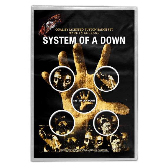 zestaw 5 szt. przypinek SYSTEM OF A DOWN - HAND 