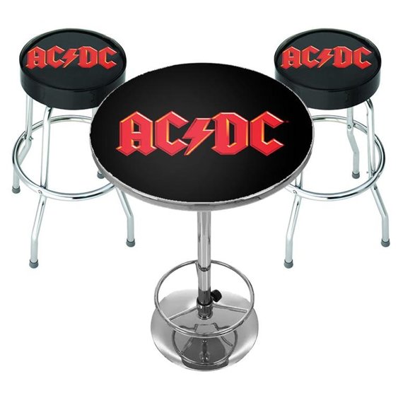 zestaw stolik + dwa hokery AC/DC - LOGO